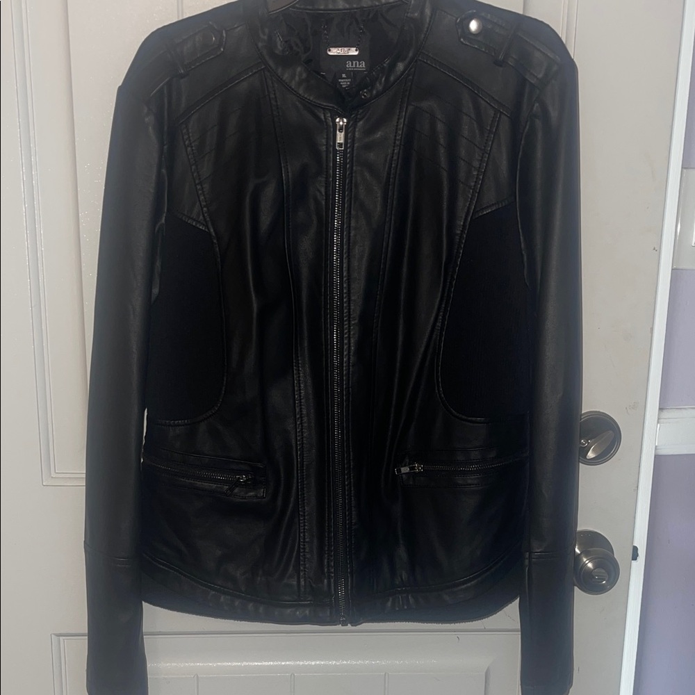 a.n.a Classic Black Leather Jacket